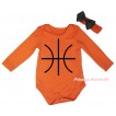 Orange Baby Jumpsuit & Basketball Painting & Orange Headband Black Bow TH993