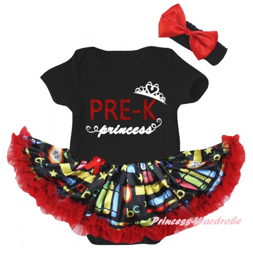 Black Baby Bodysuit Red Stationery Pettiskirt & PRE-K Princess Painting JS6777