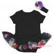 Black Baby Bodysuit Black Petals Flowers Pettiskirt JS6788