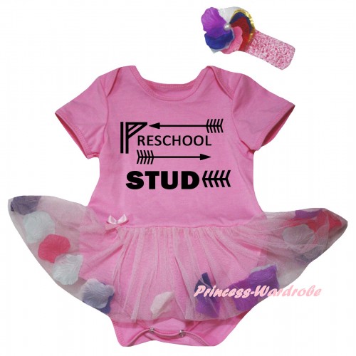 Light Pink Baby Bodysuit Light Pink Petals Flowers Pettiskirt & Preschool Stud Painting JS6813