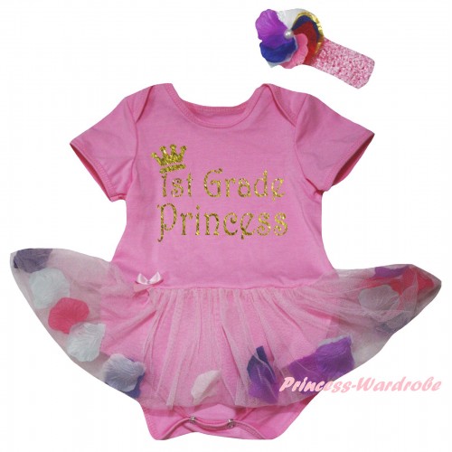 Light Pink Baby Bodysuit Light Pink Petals Flowers Pettiskirt & 1st Grade Princess Painting JS6814