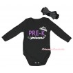 Black Baby Jumpsuit & PRE-K Princess Painting & Black Headband Bow TH1055