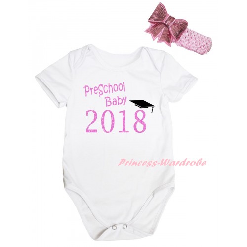 White Baby Jumpsuit & Preschool Baby 2018 Painting & Pink Headband Bow TH1065