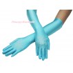 Frozen Princess Elsa Sparkle Crystal Bling Rhinestone Snowflakes Light Blue Elbow Length Gloves C281