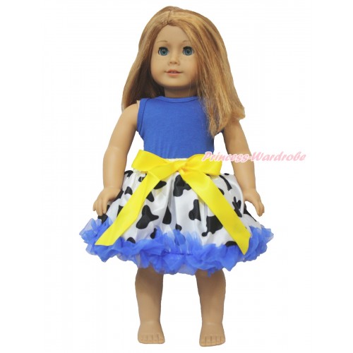 Royal Blue Tank Top & Milk Cow Royal Blue Pettiskirt American Girl Doll Outfit DO001