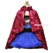 Frozen Anna Black Halter Royal Blue ONE-PIECE Dress & Princess Anna & Raspberry Wine Red Satin Cape LP100