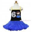 Frozen Anna Black Halter Royal Blue ONE-PIECE Dress & 6th Sparkle White Birthday Number Princess Anna LP96