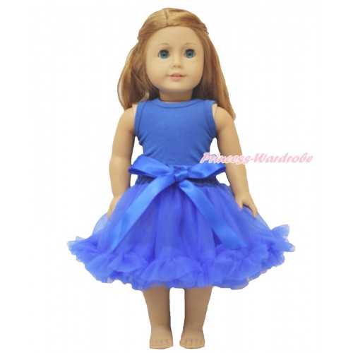 Royal Blue Tank Top & Royal Blue Pettiskirt American Girl Doll Outfit DO022