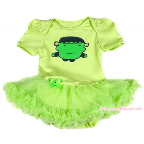 Halloween Light Green Baby Bodysuit Pettiskirt & Frankenstein Print JS3853