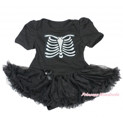 Halloween Black Baby Bodysuit Pettiskirt & Skeleton Rib JS3855