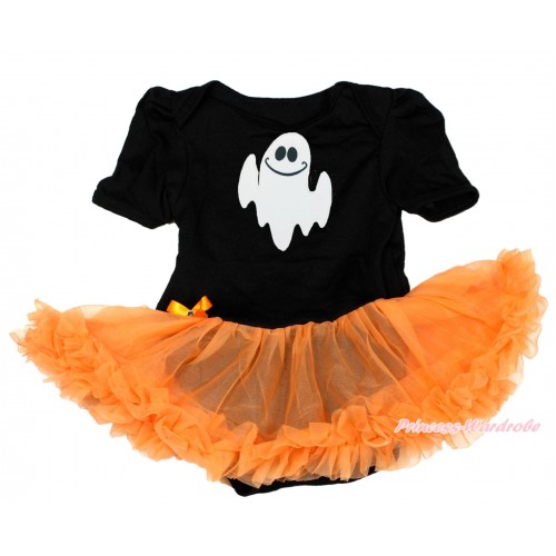 Halloween Black Baby Bodysuit Orange Pettiskirt & Ghost JS3858