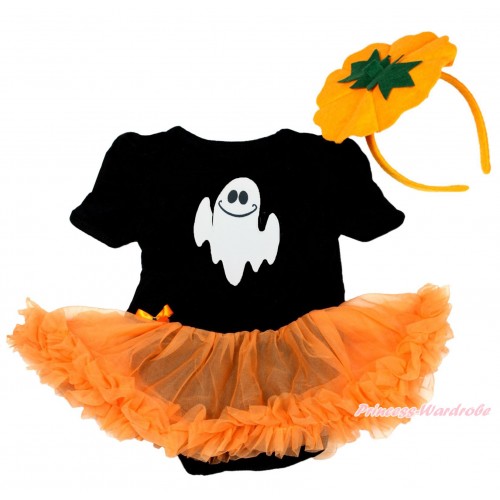 Halloween Black Baby Jumpsuit Orange Pettiskirt & Ghost & Pumpkin Costume JS3866