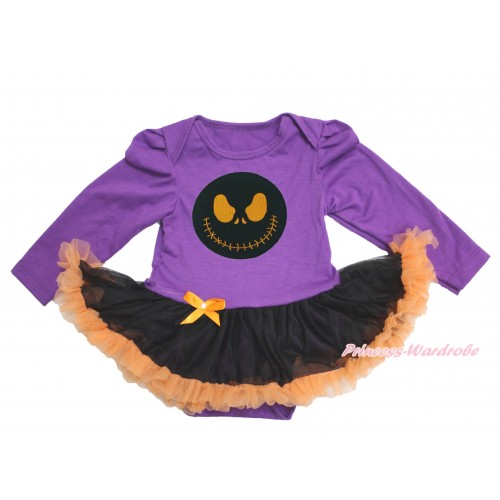 Halloween Dark Purple Long Sleeve Baby Bodysuit Black Orange Pettiskirt & Nightmare Before Christmas Jack JS3885