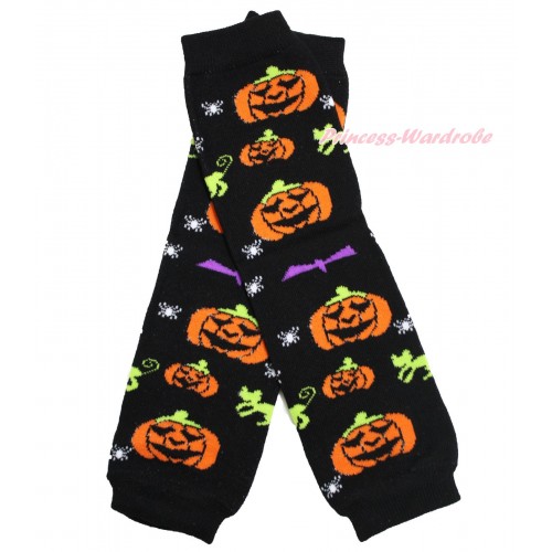 Halloween Newborn Baby Pumpkin Black Leg Warmers Leggings LG274