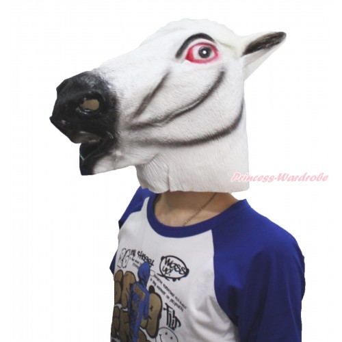 White Rubber Horse Head Face Mask Costume C336