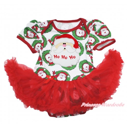 Xmas Santa Claus Baby Bodysuit Red Pettiskirt & Santa Claus Print JS4044
