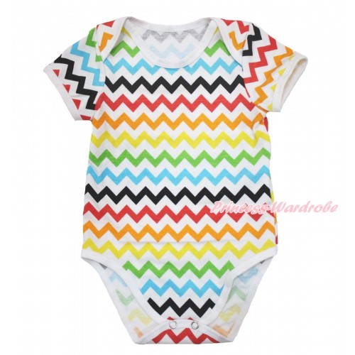 Xmas Plain Style Rainbow Chevron Baby Jumpsuit TH529