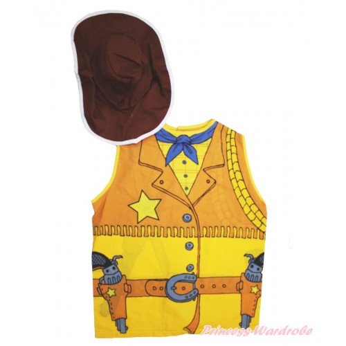 Western Cowboy Top & Hat Party Dress Up Costume Set C346