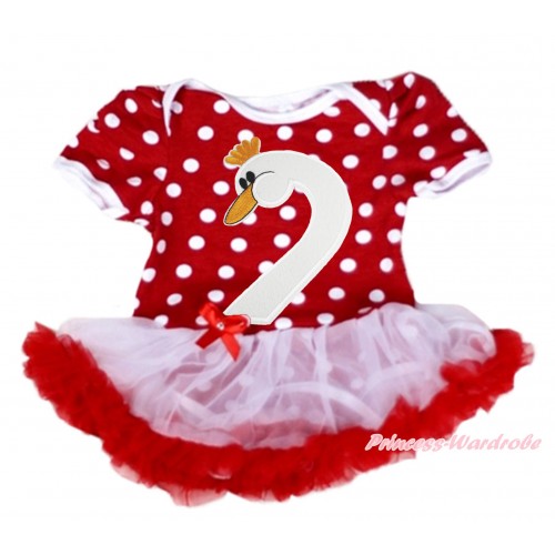 Easter Minnie Dots Baby Bodysuit White Red Pettiskirt & Swan Print JS4195