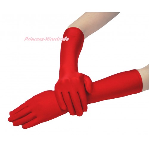 Xmas Hot Red Elbow Length Gloves C325