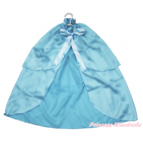 Frozen Princess Elsa Light Blue Girl Satin Shawl Coat SH67