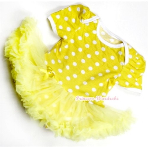 Yellow White Polka Dots Baby Jumpsuit Yellow Pettiskirt JS157 