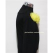 Black Long Sleeves Tops with Yellow Rosettes TB25 