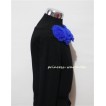 Black Long Sleeves Tops with Royal Blue Rosettes TB31 
