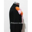 Black Long Sleeve Top with Bunch of Orange Pink Rosettes and Pink Bow TB73 