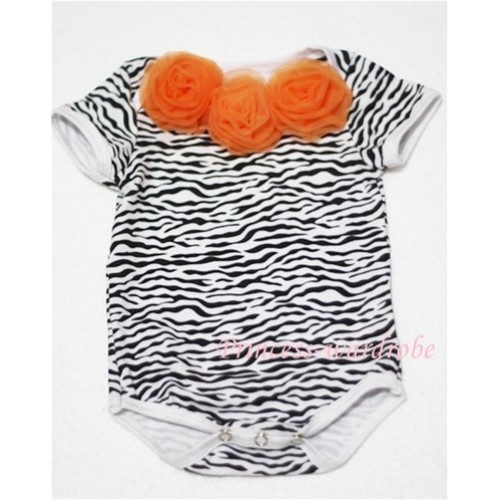 Zebra Print Baby Jumpsuit with Orange Rosettes TH04 