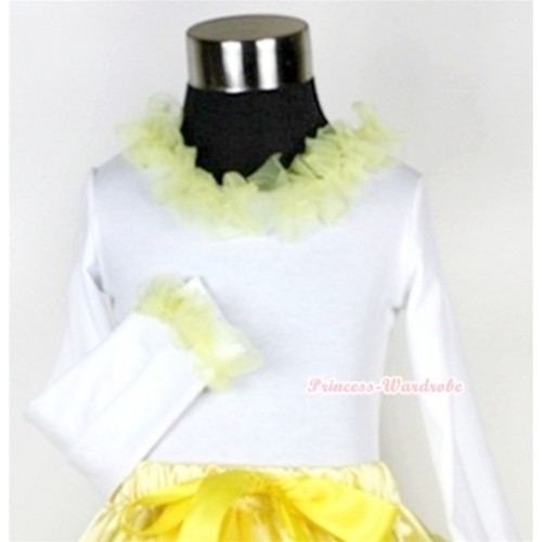White Long Sleeves Top with Yellow Lacing T292 