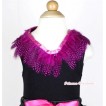 Black Tank Top with Hot Pink Feather Lacing TM207 