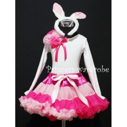 Hot Light Pink Multi-Colored Pettiskirt Rabbit Costum 