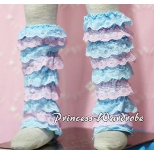 Baby Light Blue Pink Lace Leg Warmers Leggings LG109 