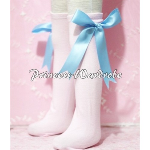 Light Pink Cotton Stocking with Light Blue Ribbon SK02 