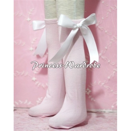 Light Pink Cotton Stocking with White Ribbon SK07 