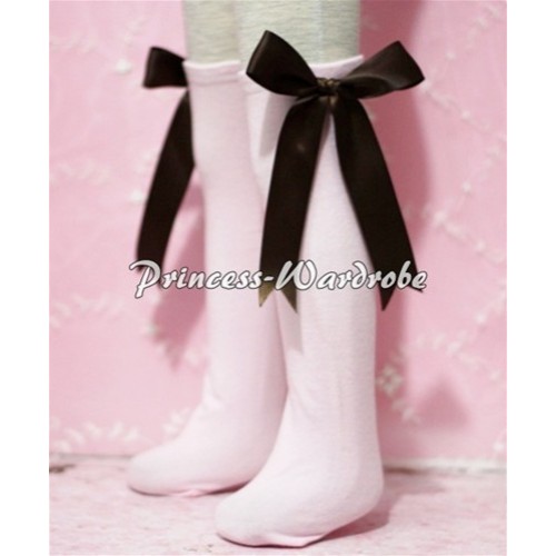 Light Pink Cotton Stocking with Brown Ribbon SK08 
