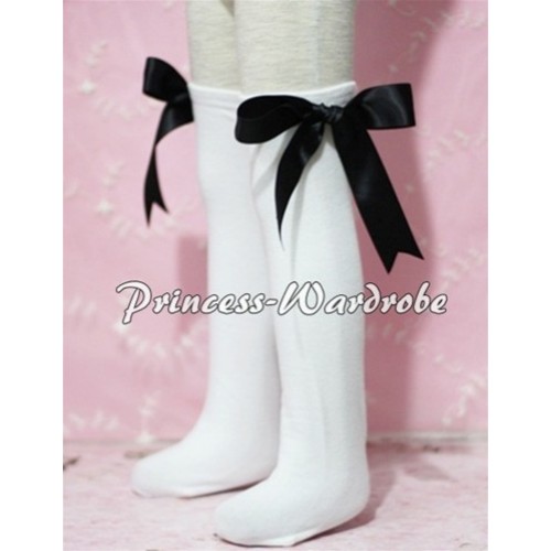 Whtie Cotton Stocking with Black Ribbon SK21 