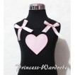 Light Pink Sweet Heart Black Tank Top with Light Pink Ruffles and Light Pink Bows TM150 