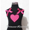 Hot Pink Sweet Heart Black Tank Top with Hot Pink Ruffles and Hot Pink Bows TM151 