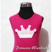 Hot Pink Tank Top with Light Pink Ruffles and Light Pink Bows & Crown Print TM156 