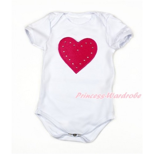 Valentine's Day White Baby Jumpsuit with Red Heart Print TH455 