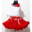 Hot Light Pink Chiffon Lacing One Rose White Tank Top with Minnie Dots Waist Red Pettiskirt MG12 