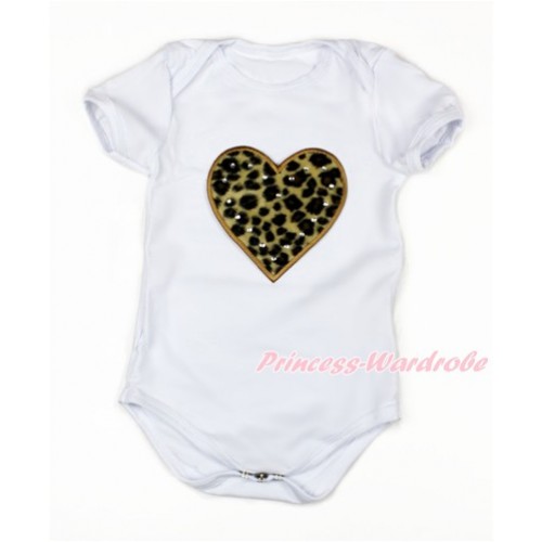 White Baby Jumpsuit with Leopard Heart Print TH87 