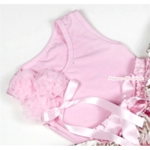 Light Pink Tank Top with Bunch of Light Pink Rosettes and Light Pink Bow TP23 