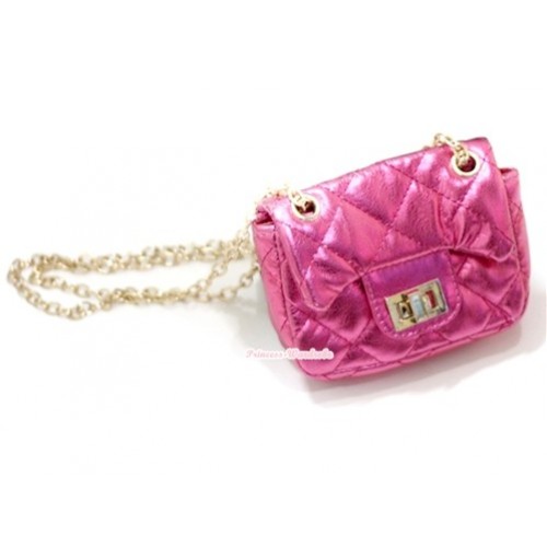 Gold Chain Shiny Hot Pink Checked Little Cute Petti Shoulder Bag CB28 