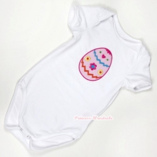 White Baby Jumpsuit with Easter Egg Print TH286 