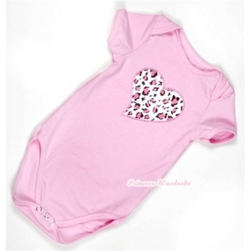 Light Pink Baby Jumpsuit with Light Pink Leopard Heart Print TH299 
