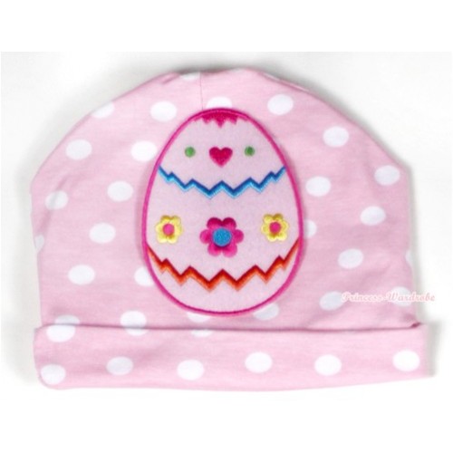 Light Pink White Dots Cotton Cap with Easter Egg Print TH315 