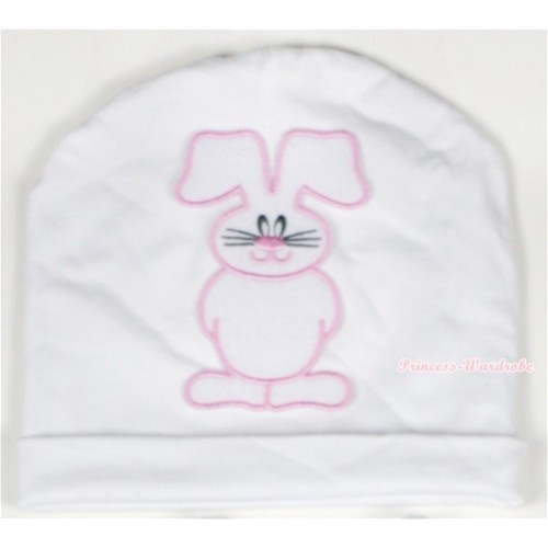 White Cotton Cap with Bunny Rabbit Print TH316-1 
